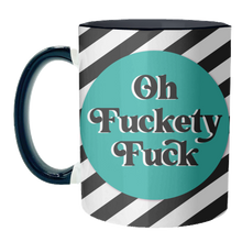 Load image into Gallery viewer, Mugs 'Oh Fuckety Fuck!! Teal Design': Mug Colour Inner & Handle 11oz - Black