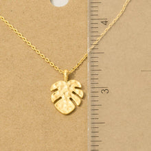 Load image into Gallery viewer, Hammered Monstera Leaf Pendant Necklace: R