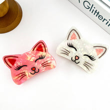 Load image into Gallery viewer, Smiling Cat Claw Clip: White