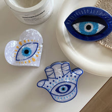 Load image into Gallery viewer, Hamsa Hand & Heart Evil Eye Design Hair Clip: Eye