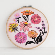 Load image into Gallery viewer, Zinnia Sampler Premium Embroidery Kit, 6 inch