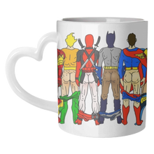 Load image into Gallery viewer, Mugs 'Superhero Butts Circular Round': Mug Colour Inner & Handle 11oz - Black