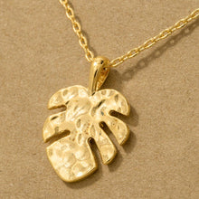 Load image into Gallery viewer, Hammered Monstera Leaf Pendant Necklace: R