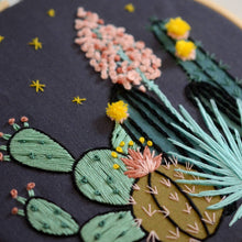 Load image into Gallery viewer, Night Cactus Premium Embroidery Kit, 6 inch