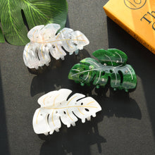 Load image into Gallery viewer, Monstera Deliciosa Leaf Hair Clip with Rhinestones: Green