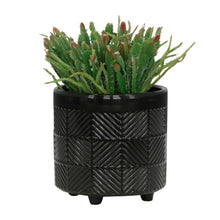 Load image into Gallery viewer, Plant Pot Set of 2 - Black Ceramic Textured Footed, 6/8 in.