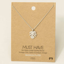 Load image into Gallery viewer, Hammered Monstera Leaf Pendant Necklace: R