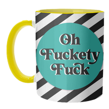 Load image into Gallery viewer, Mugs 'Oh Fuckety Fuck!! Teal Design': Mug Colour Inner & Handle 11oz - Black