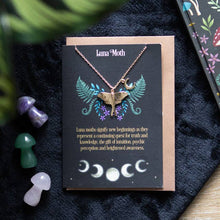 Load image into Gallery viewer, Luna Moth Necklace on Greeting Card