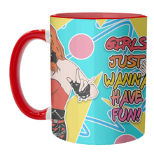 Load image into Gallery viewer, Mugs 'Girls Just Wanna Have Fun!': Mug Colour Inner & Handle 11oz - Black