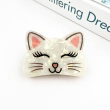 Load image into Gallery viewer, Smiling Cat Claw Clip: White