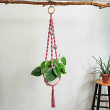 Load image into Gallery viewer, Macrame Disco Ball Plant Hanger, Handmade Boho Home Décor: All 5 Colors (1 each)
