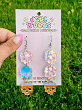 Load image into Gallery viewer, Triple Iridescent Skull Statement Earrings