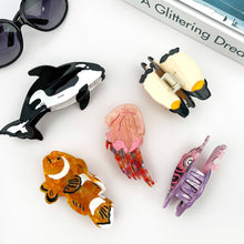 Load image into Gallery viewer, Acetate Marine Life Hair Clip, Squid & Jellyfish Claw Clip: Orca