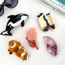 Load image into Gallery viewer, Acetate Marine Life Hair Clip, Squid & Jellyfish Claw Clip: Orca