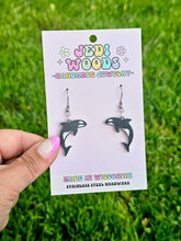 Load image into Gallery viewer, Black and White Killer Whale Earrings