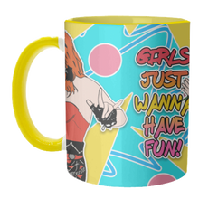 Load image into Gallery viewer, Mugs 'Girls Just Wanna Have Fun!': Mug Colour Inner & Handle 11oz - Black