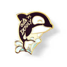Load image into Gallery viewer, Cute n Deadly Orca Killer Whale Enamel Pin, father's day