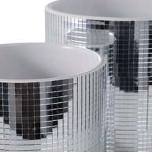 Load image into Gallery viewer, Plant Pot Set of 2 - Silver Ceramic Disco Mirror, 6/7 in.