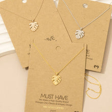 Load image into Gallery viewer, Hammered Monstera Leaf Pendant Necklace: R