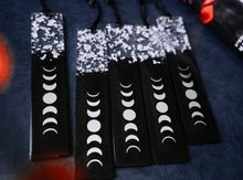Load image into Gallery viewer, Black & Silver Moon Phases Bookmark