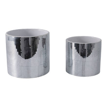 Load image into Gallery viewer, Plant Pot Set of 2 - Silver Ceramic Disco Mirror, 6/7 in.