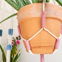 Load image into Gallery viewer, Color Block Plant Hangers, Handmade Macrame Plant Accessory: Set of 3: Mystic Combo