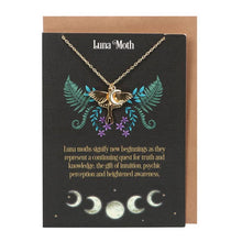 Load image into Gallery viewer, Luna Moth Necklace on Greeting Card