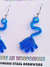 Load image into Gallery viewer, Blue Slappy Hand Earrings - Retro Nostalgic Jewelry
