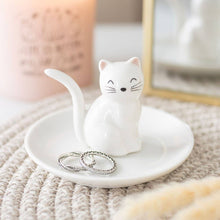 Load image into Gallery viewer, Sitting White Cat Face Trinket Dish
