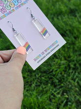 Load image into Gallery viewer, Subtle Rainbow Pride Bar Earrings
