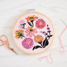Load image into Gallery viewer, Zinnia Sampler Premium Embroidery Kit, 6 inch

