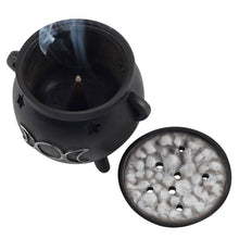 Load image into Gallery viewer, Gothic Triple Moon Cauldron Incense Cone Holder
