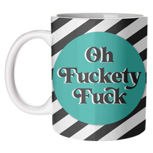 Load image into Gallery viewer, Mugs 'Oh Fuckety Fuck!! Teal Design': Mug Colour Inner &amp; Handle 11oz - Black
