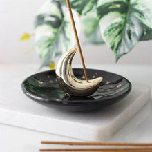 Load image into Gallery viewer, Gold Crescent Moon Ceramic Incense Stick Holder
