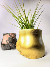 Load image into Gallery viewer, Concrete Lady Booty Pot | Butt Cheek Planter | Drain hole: Black and pink crackle
