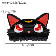 Load image into Gallery viewer, Adorable Big Eyes Black Cat Head Hair Claw Clips : A
