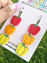 Load image into Gallery viewer, Multi Colored Bell Pepper Earrings With Huggie Hardware
