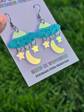 Load image into Gallery viewer, Iridescent Space Ship Earrings
