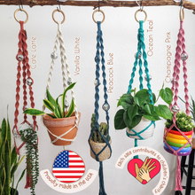 Load image into Gallery viewer, Macrame Disco Ball Plant Hanger, Handmade Boho Home Décor: All 5 Colors (1 each)
