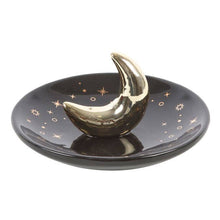 Load image into Gallery viewer, Gold Crescent Moon Ceramic Incense Stick Holder
