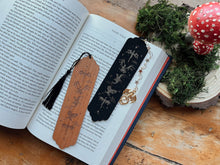 Load image into Gallery viewer, Faux Leather Dragon Bookmark: Black Gold Dragon
