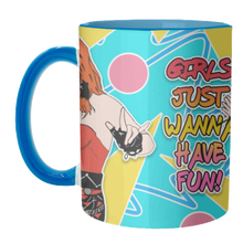 Load image into Gallery viewer, Mugs 'Girls Just Wanna Have Fun!': Mug Colour Inner &amp; Handle 11oz - Black
