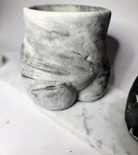 Load image into Gallery viewer, Concrete Lady Booty Pot | Butt Cheek Planter | Drain hole: Navy/pink/rose gold
