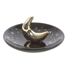 Load image into Gallery viewer, Gold Crescent Moon Ceramic Incense Stick Holder
