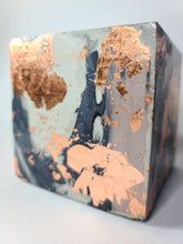 Load image into Gallery viewer, Quinn Square Colored Concrete Planter Vessel | Gold Leaf Pot: Green dark green tan and gold / Regular
