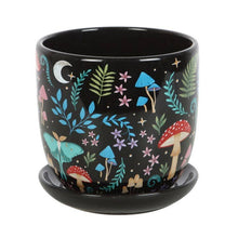 Load image into Gallery viewer, Dark Forest Print Ceramic Plant Pot with Saucer
