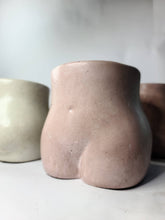 Load image into Gallery viewer, Concrete Lady Booty Pot | Butt Cheek Planter | Drain hole: Black and pink crackle
