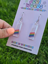 Load image into Gallery viewer, Subtle Rainbow Pride Bar Earrings
