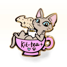Load image into Gallery viewer, Kit-Tea (Sphynx Cat) Enamel Pin, father's day gift, cat mom
